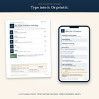 A filled PDF form page beside the mobile reference sheet on a phone screen